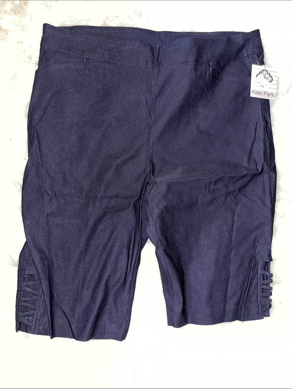 Kate Parke Navy Flat-Front Women's Shorts with Side Detail